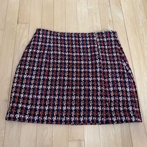 Adelyn Rae Tweed Plaid Mini Skirt Red Blue White NWOT